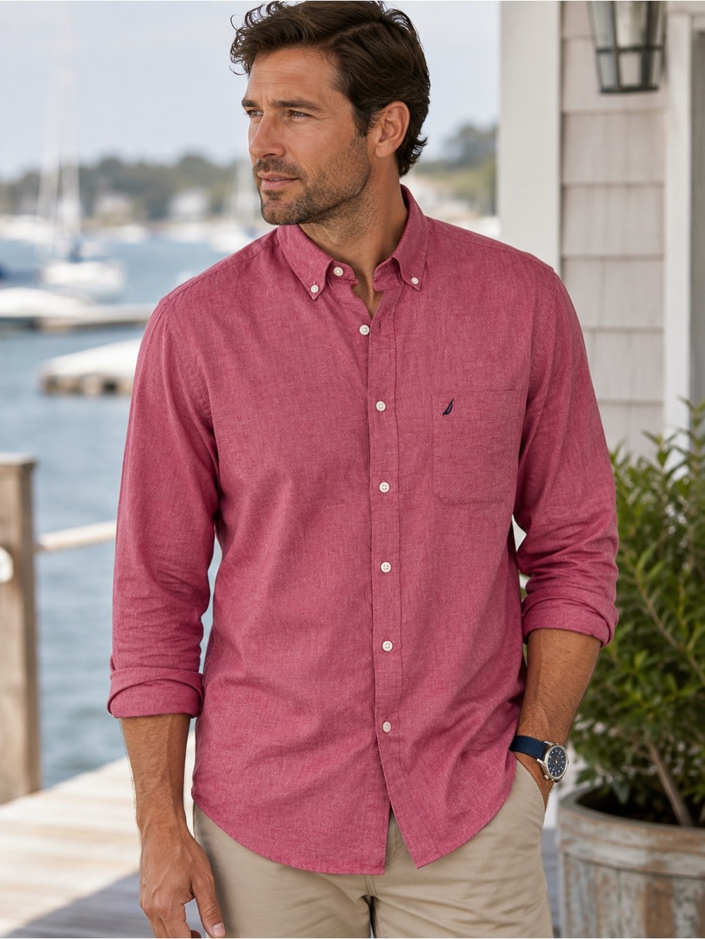 NAUTICA Men’s classic fit long sleeve button-down 100% cotton Size 16-32/33